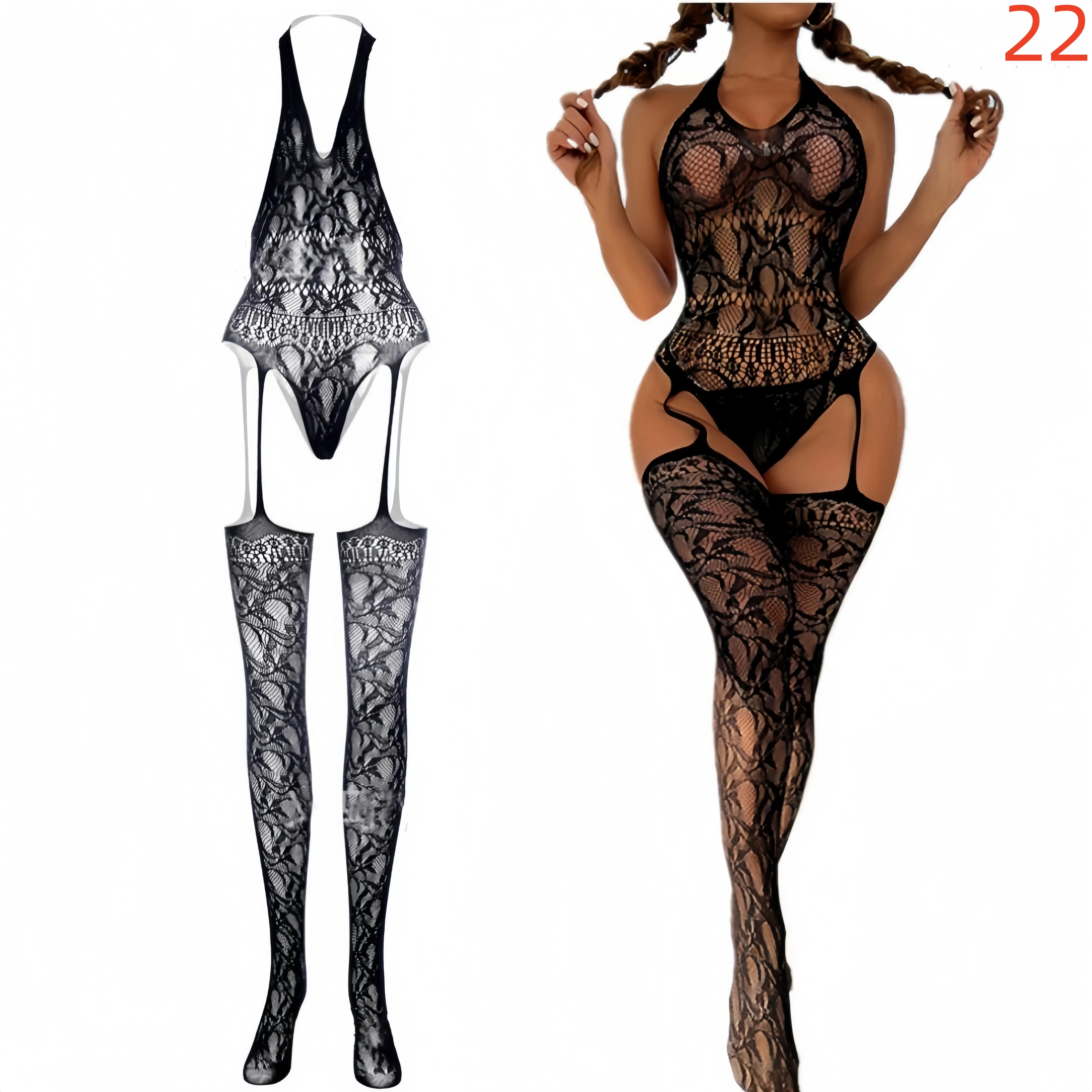 FREEAUCE Lingerie for Sex See Through Bodystocking Open Crotch Tights Sexy Teddy Lace Xxxxl Plus Size Bodysuit Erotic Costumes