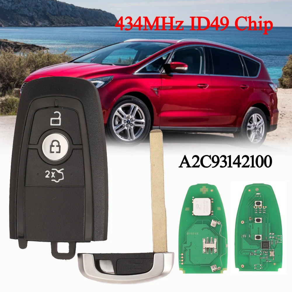 

Jingyuqin 3BTN A2C93142100 Умный автомобильный ключ 434 МГц ID49 чип HS7T-15K601-DC для Ford Edge Galaxy S-Max 2017-2021 FIGO KA 2018-2021