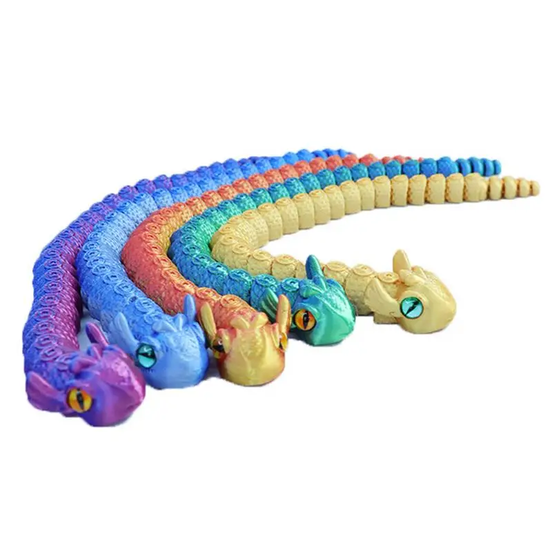 3D Printed Snake Toy Sensory Fidget Toys For Kids Movable Joint Model Ornaments 2025 Snake Year Desktop Decoration Figure For