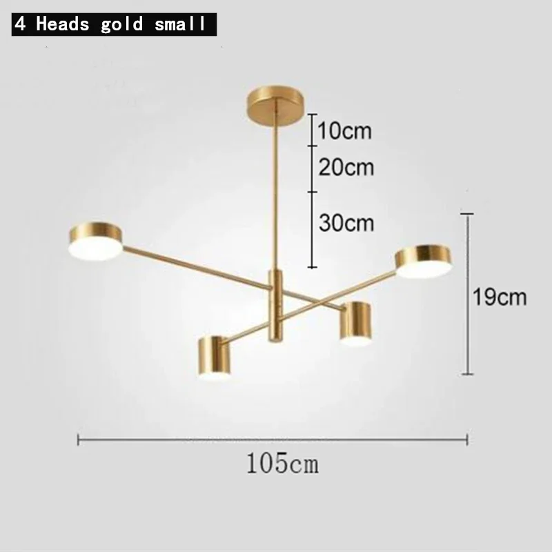 QINGYUNKE Kronleuchter Lang LED Nordic Stil Schwarz Gold Weiß 6