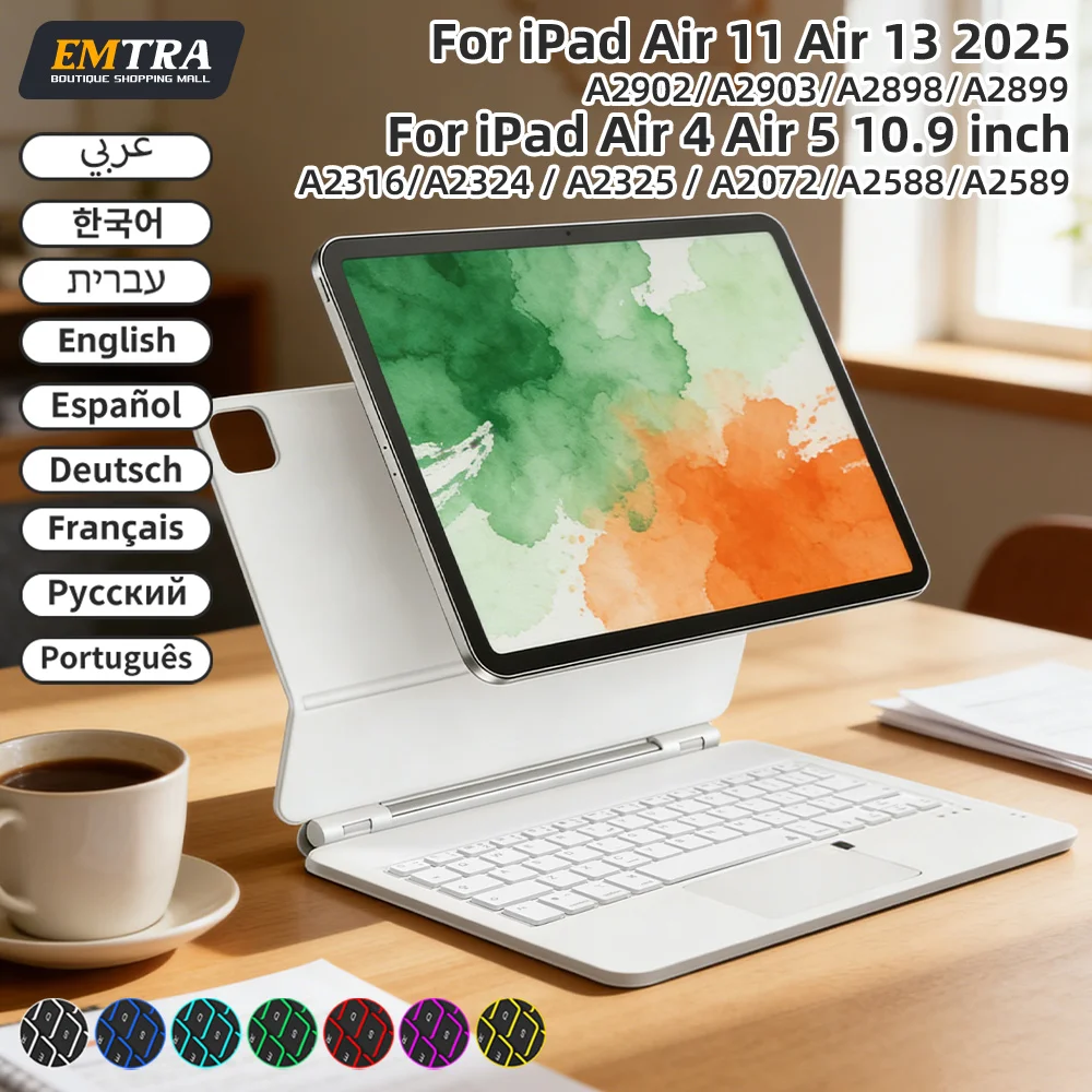 

Office Magic Keyboard for IPad 11th 2025 Air Bluetooth Magnetic Keyboard for IPad Air 4 5 6 Pro 11 10.9inch Smart Case Stand