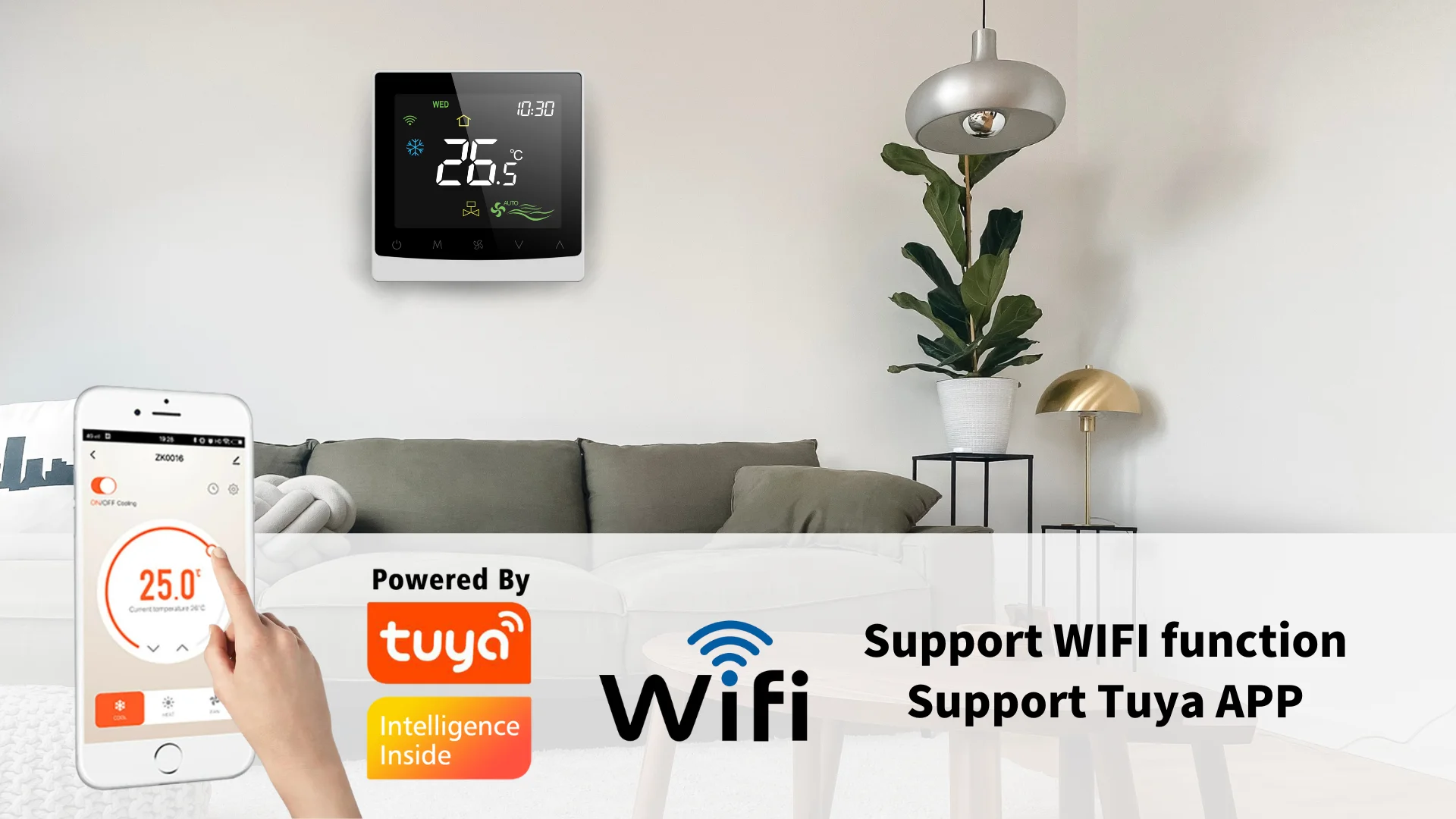 2025 Tuya Wifi Fan Thermostat Smart in Room Rs485 Modbus Program Thermostat Ac Control