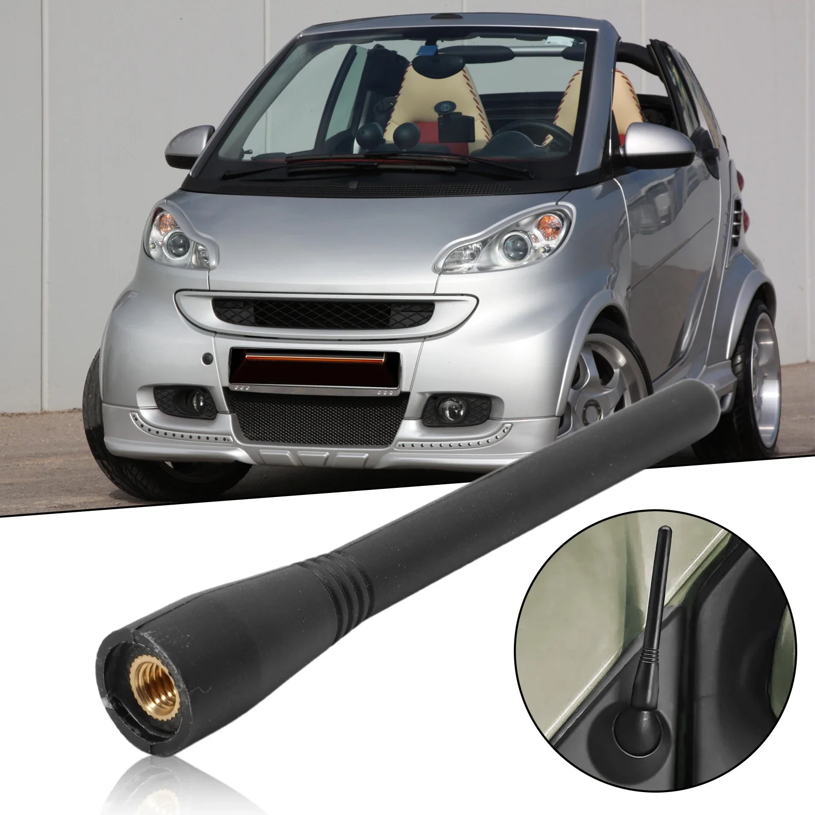 Car 10 CM Length Antenna Roof Antenna Radio Adapter for Smart Fortwo 451 450 FM/AM M6 Rod Antenna Roof Antenna Radio Antenna