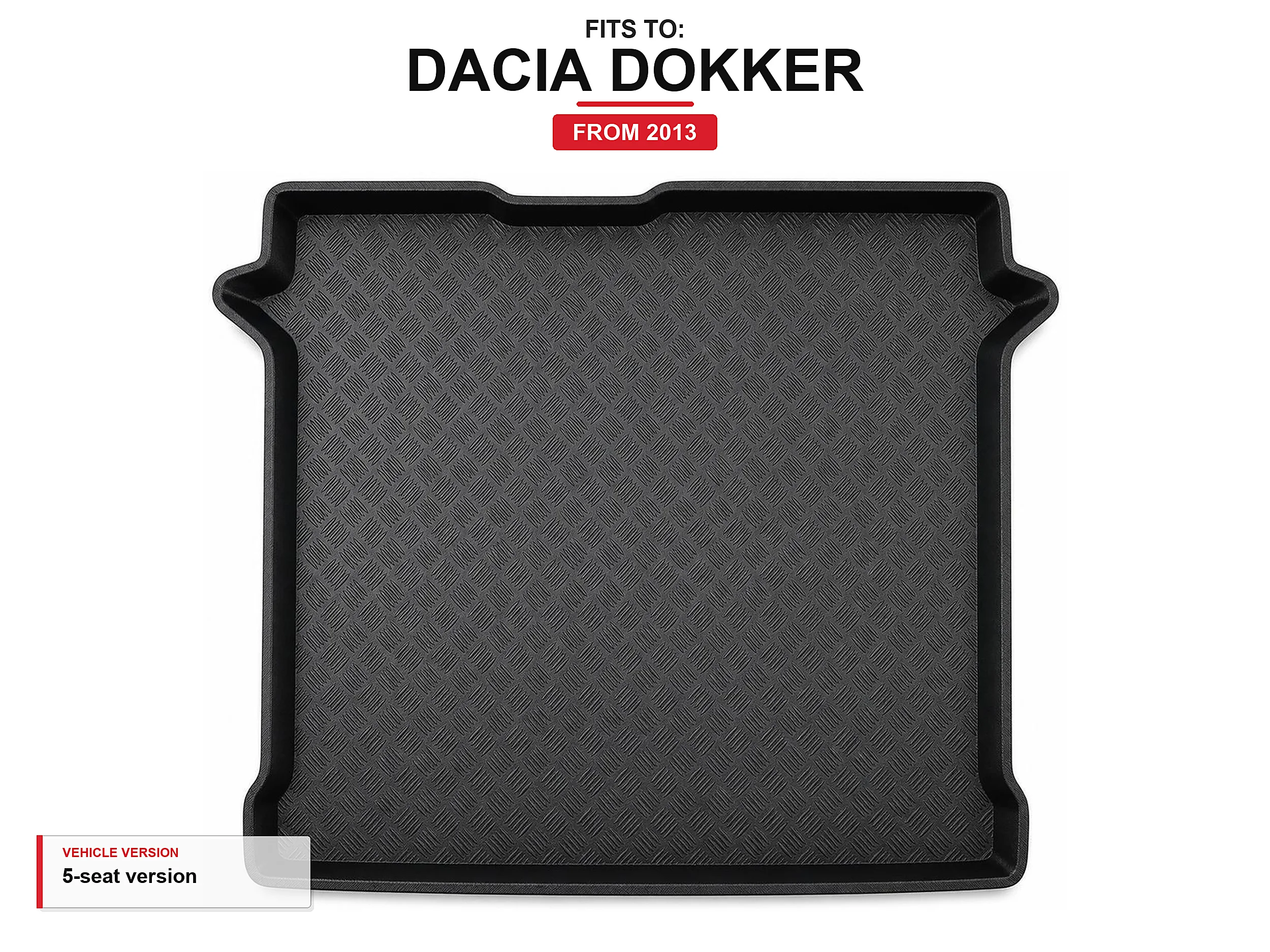 Kofferbakmat met randafwerking voor: Dacia Dokker 2013- 5-zits versie