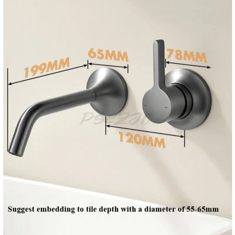 Copper Hot Melt Basin Faucet Concealed in The Wall Embedded in The Washbasin Bathroom Cabinet Household Washbasin Faucet