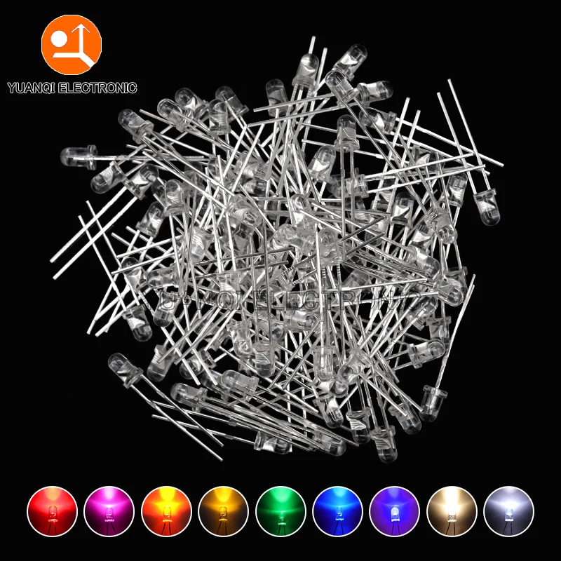 1000pcs/bag 3mm LED Diode F3 Assorted Kit White Green Red Blue Yellow Orange Pink Purple Warm White DIY Light Emitting Diode