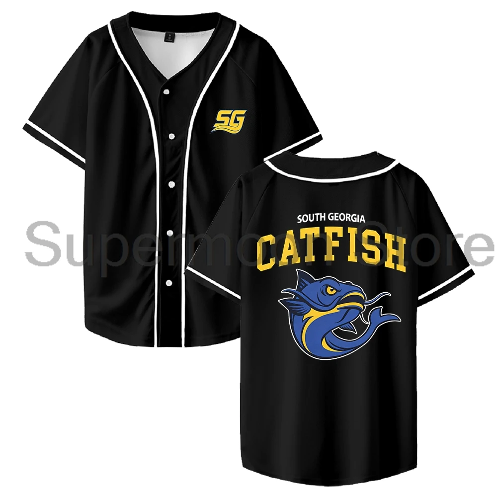 Chad Powers South Georgia Catfish Logo Baseball Jersey V-Neck Short Sleeve Button-up Shirts Women Men Streetwear Tops