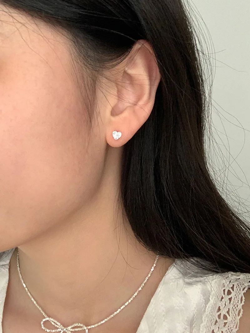 925 Sterling Silber 4/5/6mm Herz-Piercing-Ohrstecker für Frauen, Verlobung, eleganter, luxuriöser Qualitätsschmuck im Großhandel – Detail 12