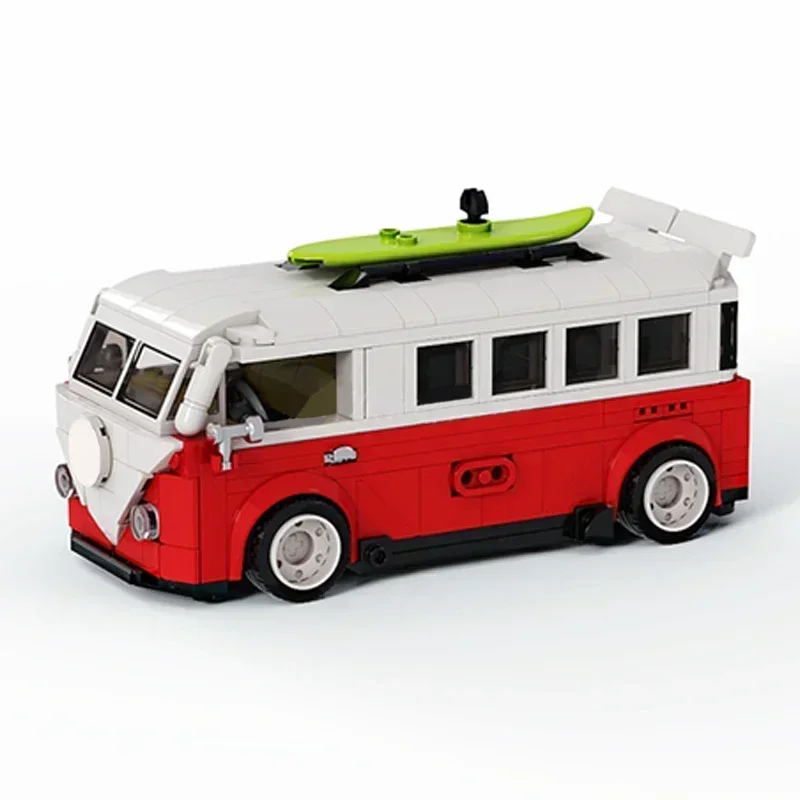 Modelo de coche urbano Moc, ladrillos de construcción clásicos T1, tecnología de coche de acampada, bloques modulares, regalos, juguetes de Navidad, conjuntos DIY de montaje