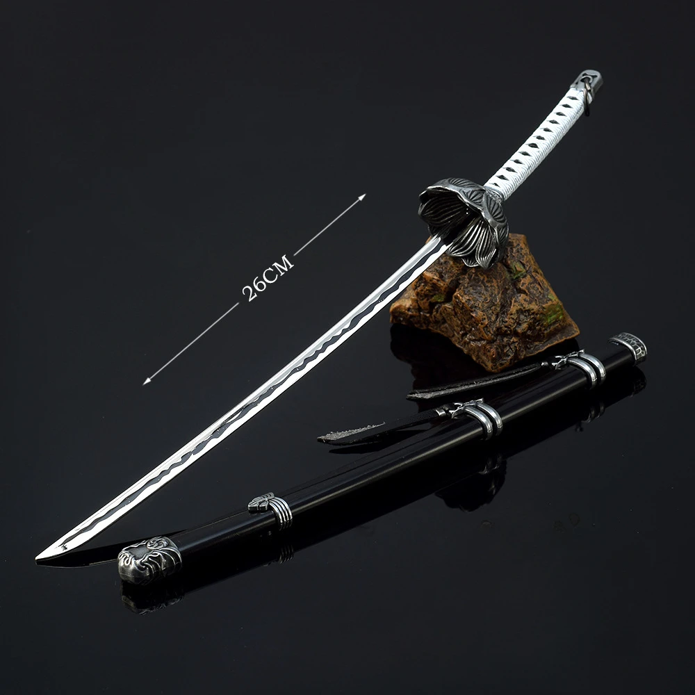 26cm sekiro sombras morrer duas vezes katana anime jogo periférico metal katana 3 pçs caixa de presentes cosplay arma modelo ornamentos brinquedo espada