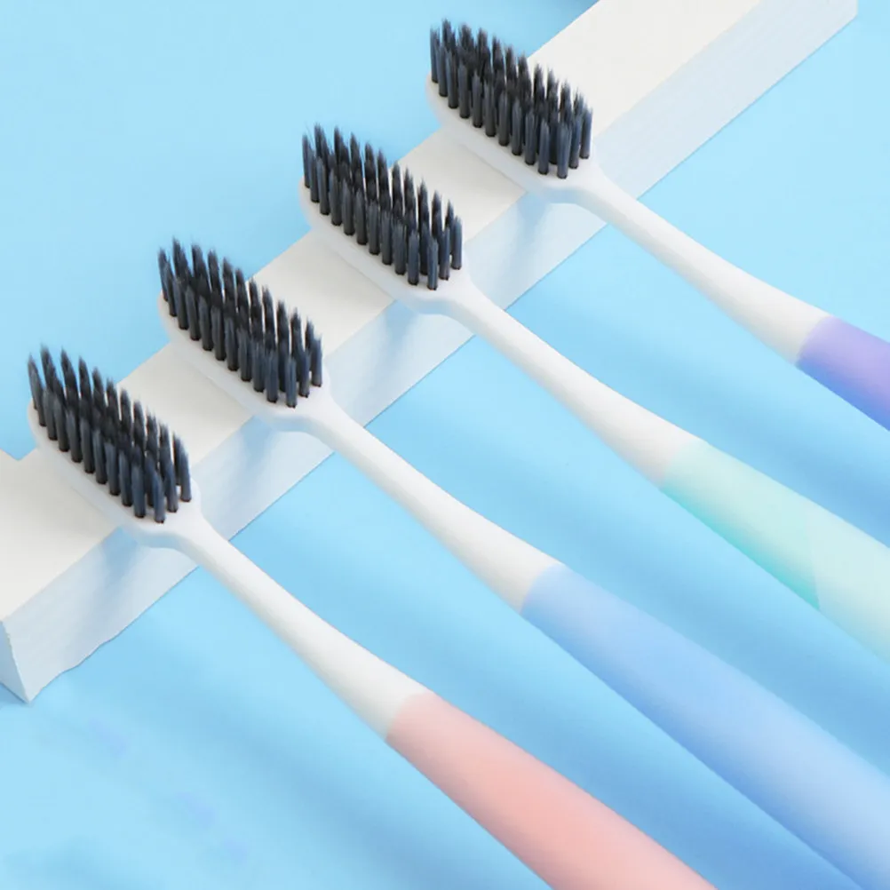 8Pcs Bamboo Charcoal Toothbrush Eco Friendly PP Bristle Antibacterial Handle Ergonomic Design for Teeth Whitening Care Women