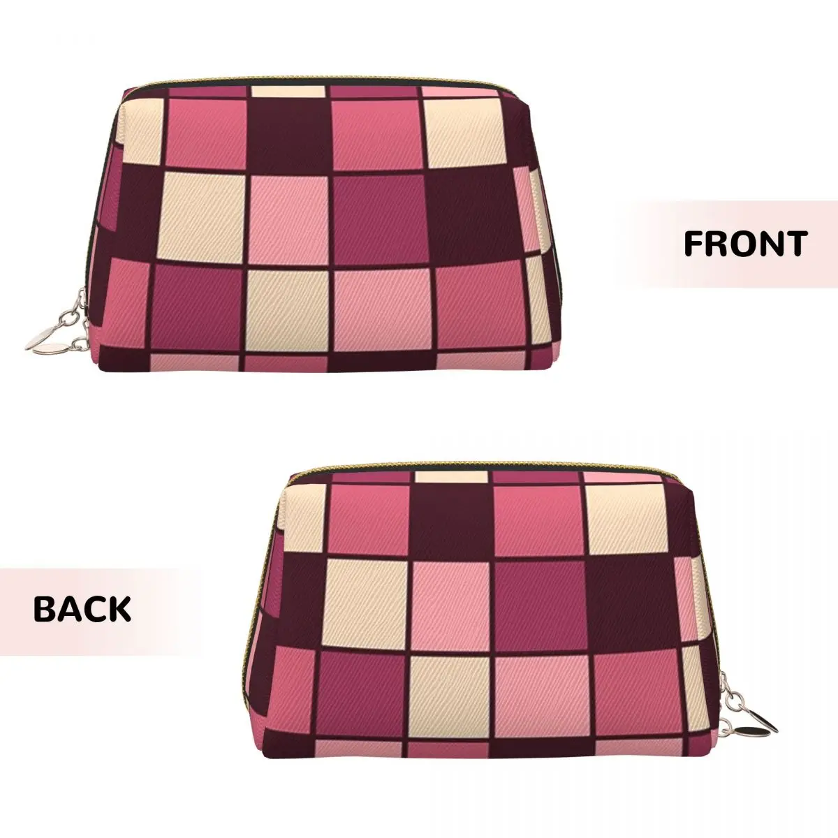 Pink Checkerboard Plaid Pattern (19) Women Cosmetic Bags Travel Makeup Organizer Pouch Toiletry Storage Dopp Kit Case