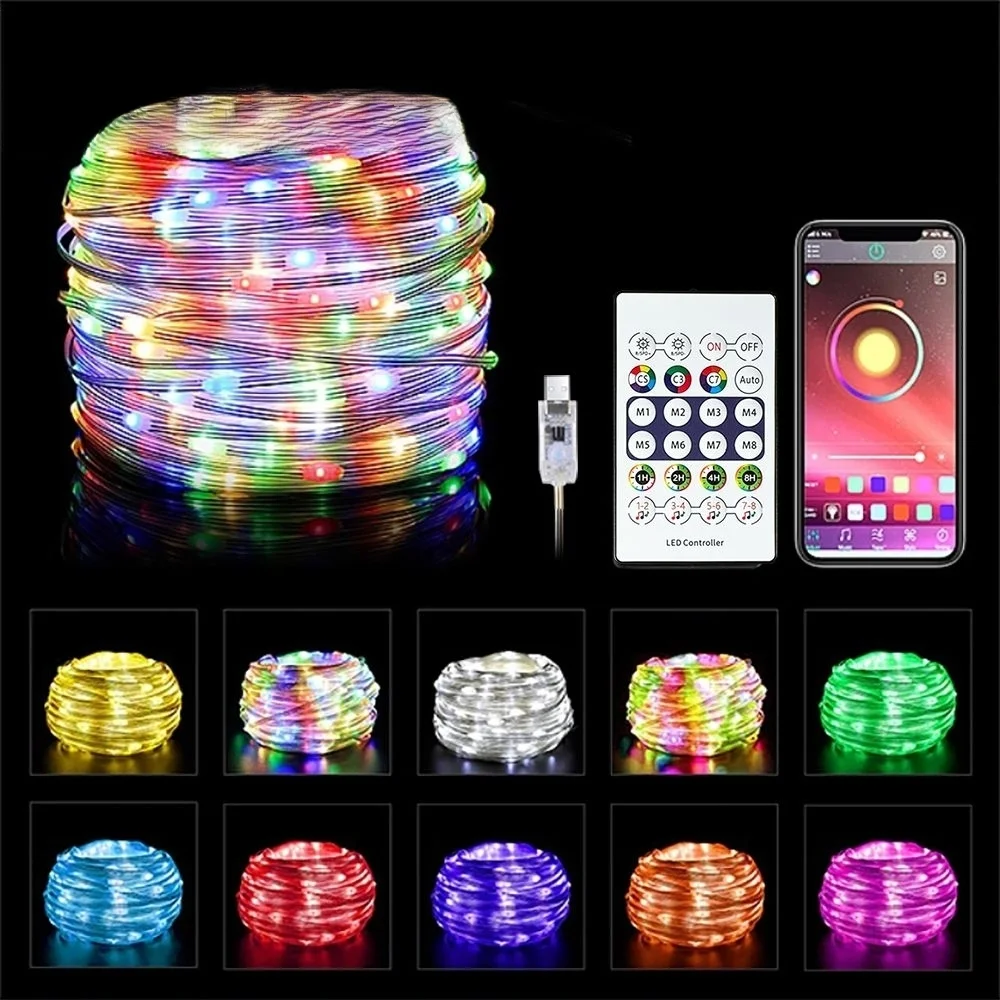

5M/10M/15M/20M USB Powered Fairy String Lights Waterproof With 8 LIghting Modes Remote Control Birthday Wedding Party Decor