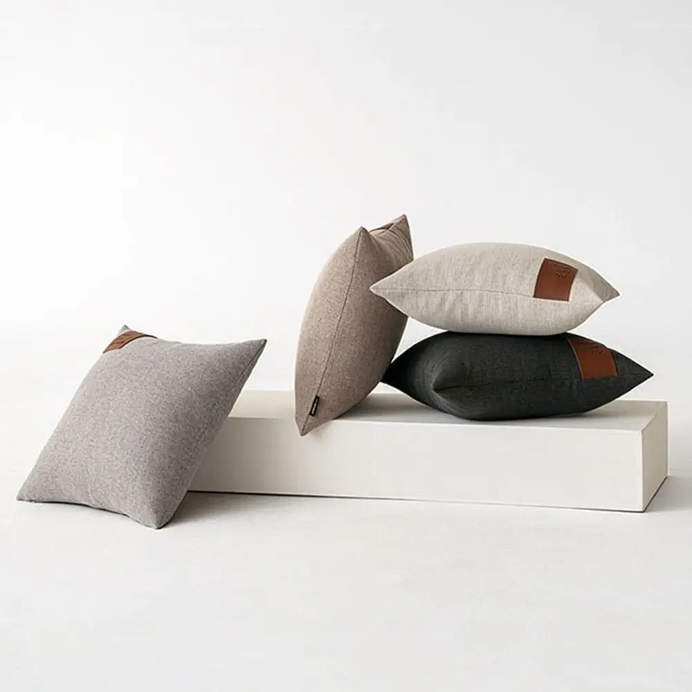 Modern 40/50cm Splicing Throw Pillow Cover Linen Soft Waist Cushion Cover Solid Color Comfortable Sofa Pillowcase Home Decor