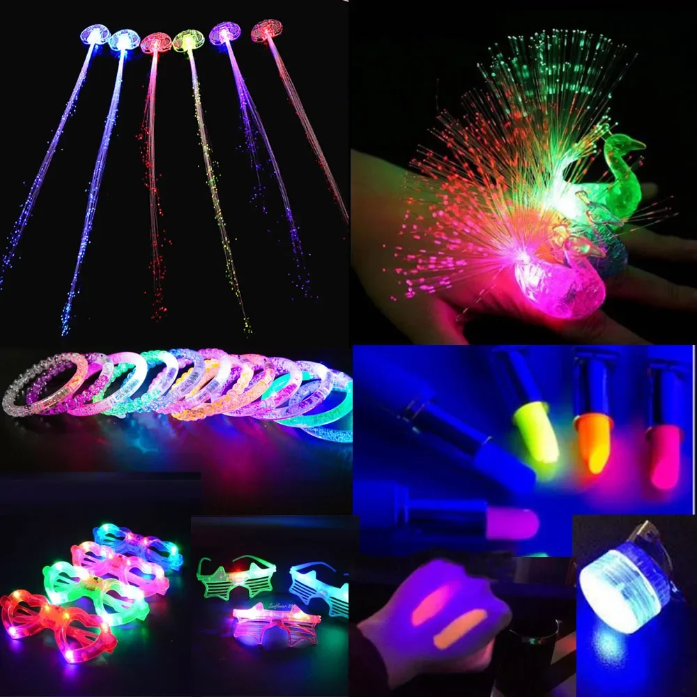 1pcs LED Light Toy Pigtail Braid  Lipstick Blind Glasses Bracelet Glow Rave Party Luminous   navidad   Halloween