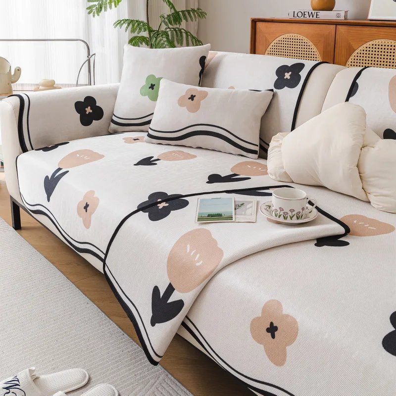 

Cooling Feel Sofa Towel for Summer Universal Non-slip Armrest Sofa Slipcovers Breathable Ice Silk Couch Pad Home Decor
