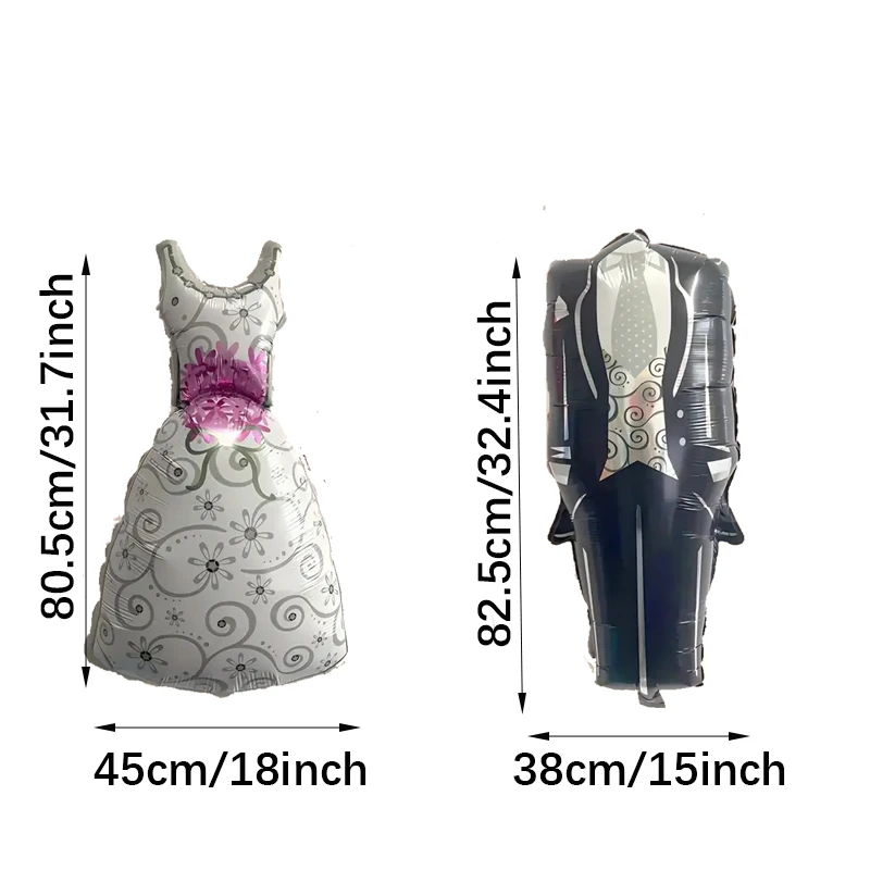 2pcs Groom and Bride Suit Wedding Dress Balloon Wedding Engagement Valentine\'s Day Birthday Party Decoration