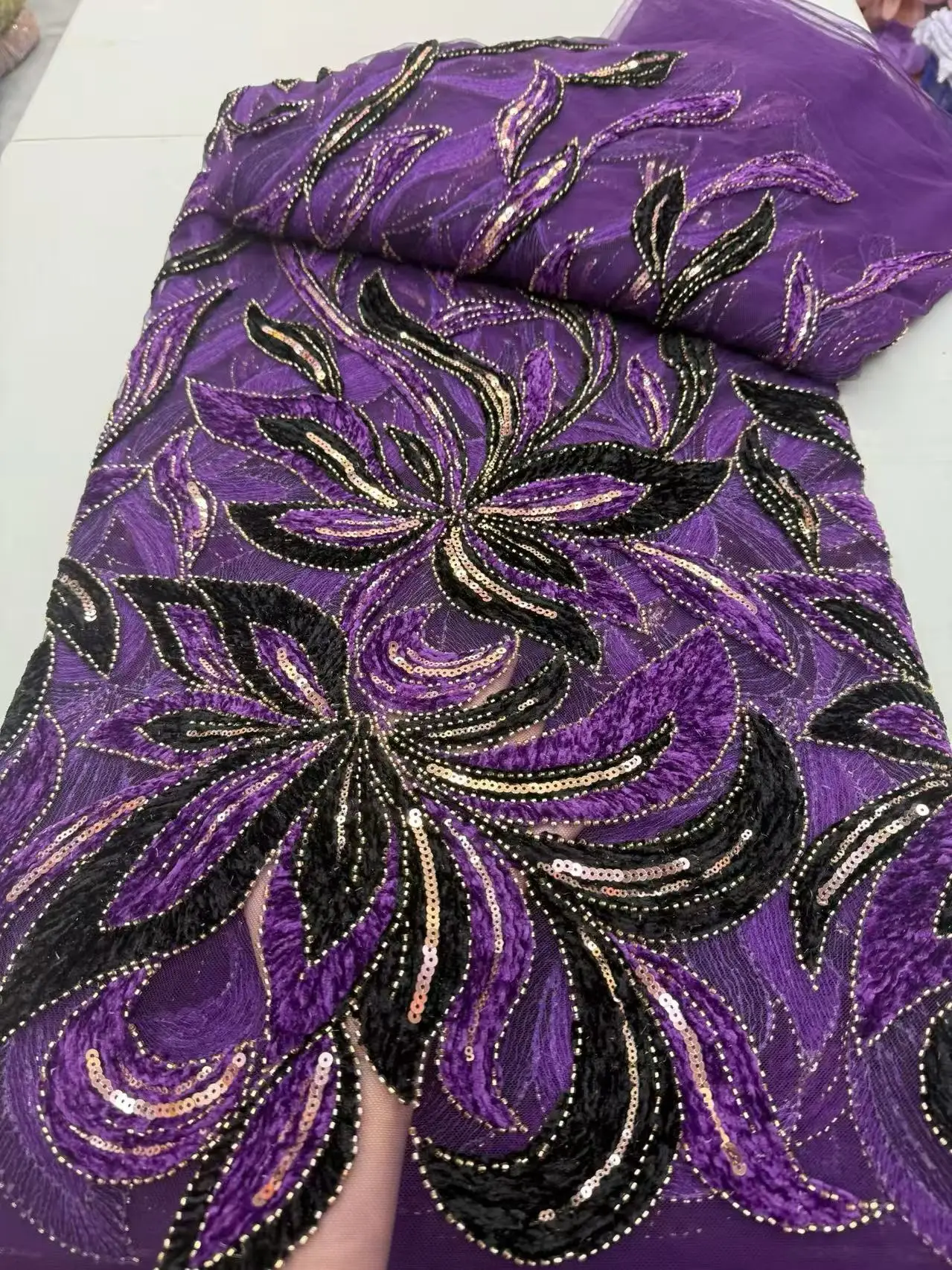 African Beaded Groom Lace Fabric 2026 High Quality French Mesh Lace Fabric Sequins Nigerian Lace Fabrics For Wedding Dress Sew