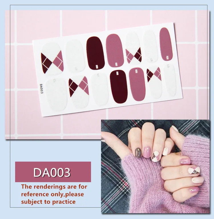 Baking Free Fashion Plaid Nail Sticker unghie unghie dei piedi Applique per unghie resina unghie Non distruttive strumento per Manicure ecologico