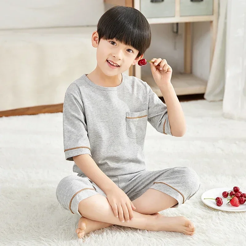 Children Pajamas Summer Short Sets Cartoon Fox Kids Sleepwear Teenagers Boys Clothing Pajamas For Girls Toddler Baby Nightwear