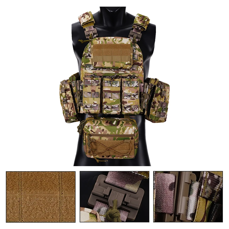 سترة متعددة الوظائف مقاومة للاهتراء قابلة للتنفس، سترة سريعة الفصل، معدات مموهة لنظام تمديد MOLLE #1