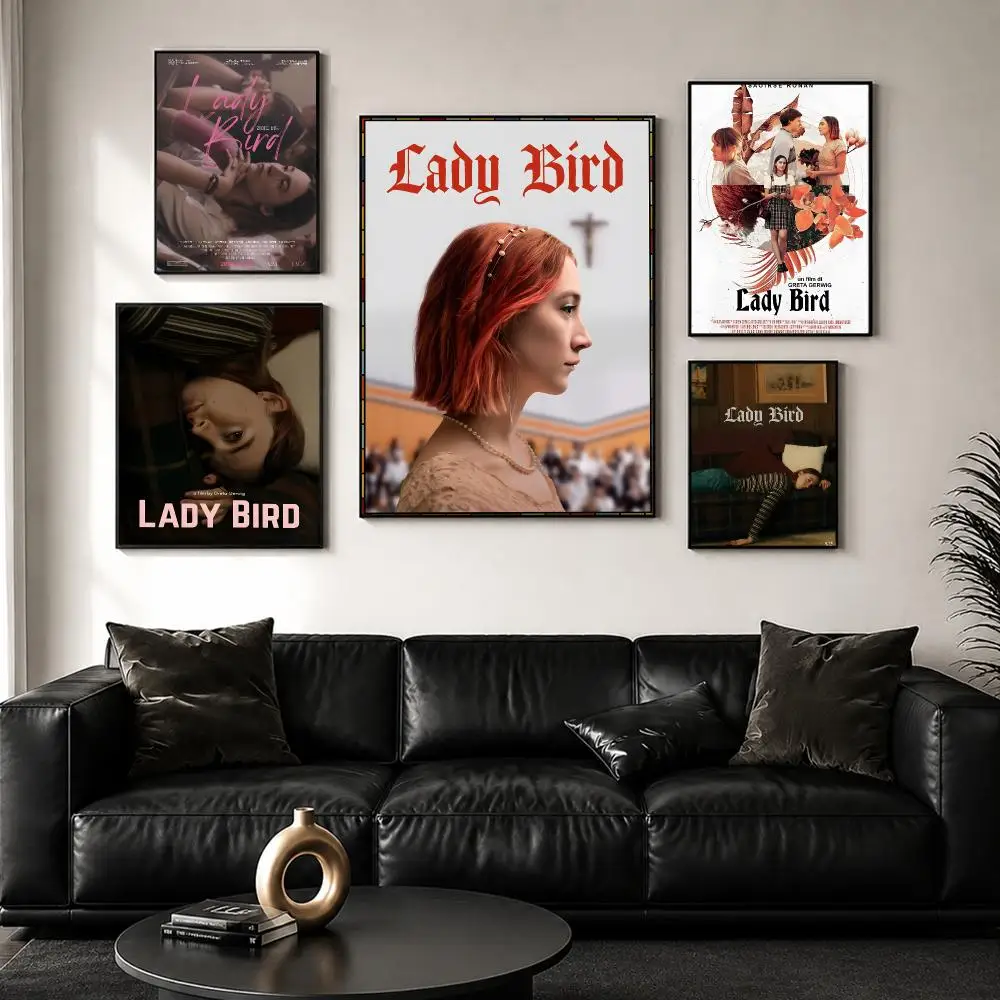 Teenager Movie L-Lady Bird Film Poster Perfect Sticker Self Adhesive for Office Home Theater Wall Art Decor Fancy Gift