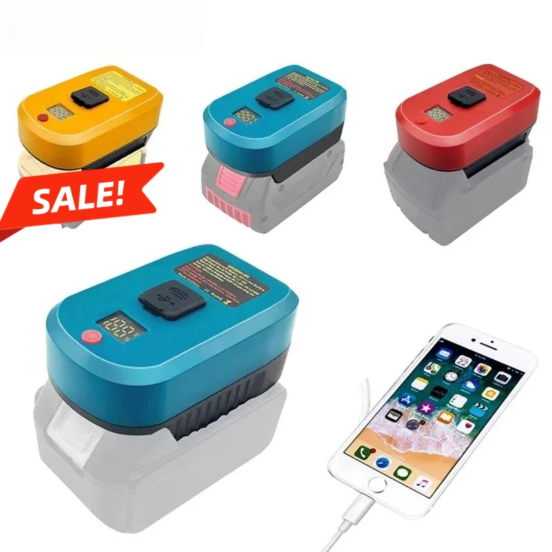 For Makita/Bosch/Milwaukee/Dewalt 20V 18V Li-ion Battery USB and Type-C Input Output Battery Adapter 2 IN 1  Battery Charger
