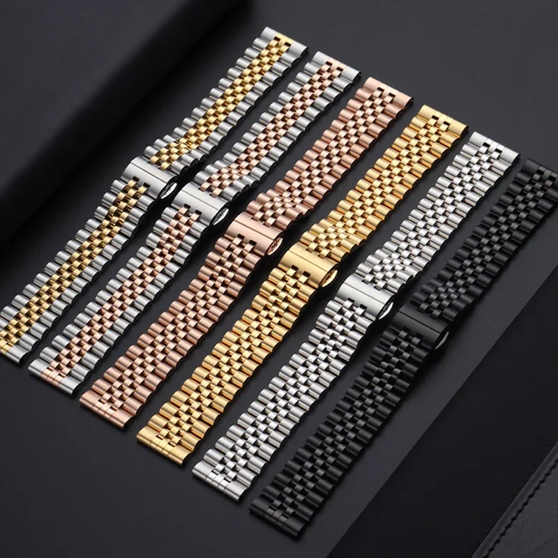 19/20/21/22mm Solid Stainless Steel Watch Band 12/13/14/16/17/18mm Strap Flat Curved End Semicircle Link Bracelet Replacement