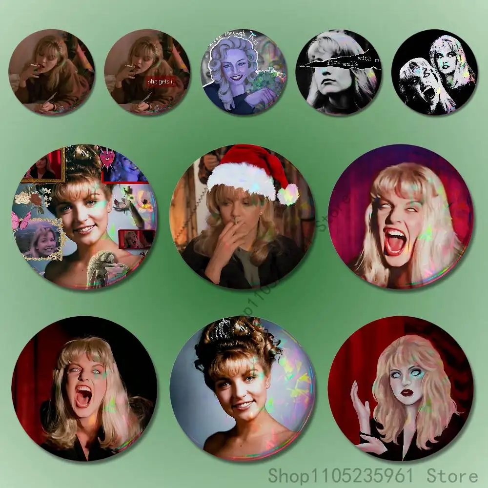 

L-Laura P-Palmer Pin Tinplate Round Brooch Cosplay Nijigen Otaku Culture Badges 58mm 44mm 32mm 75mm 25mm