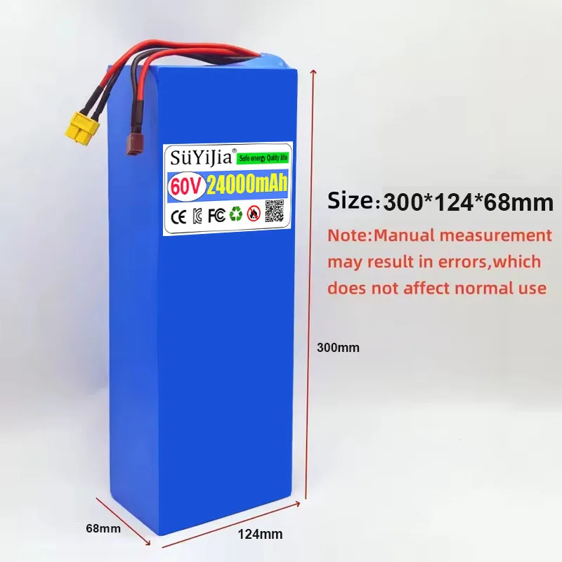 16S6P 60V 24Ah Lithium Battery Pack 2000W High-power with Built-in BMS for Motorcycle, Scooter, Bicycle MotorReplace Battery