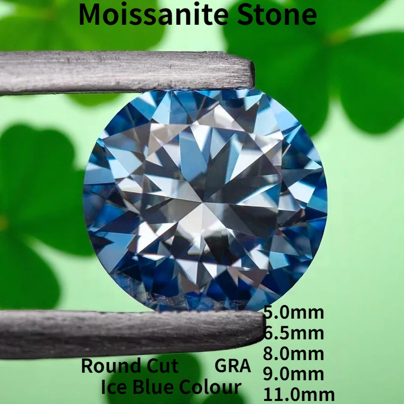 

Ice Blue Colour Moissanite Loose Stone Round Cut Gemstone Synthetic Lab Created Heat Diamond Jewelry Making With GRA Certificate