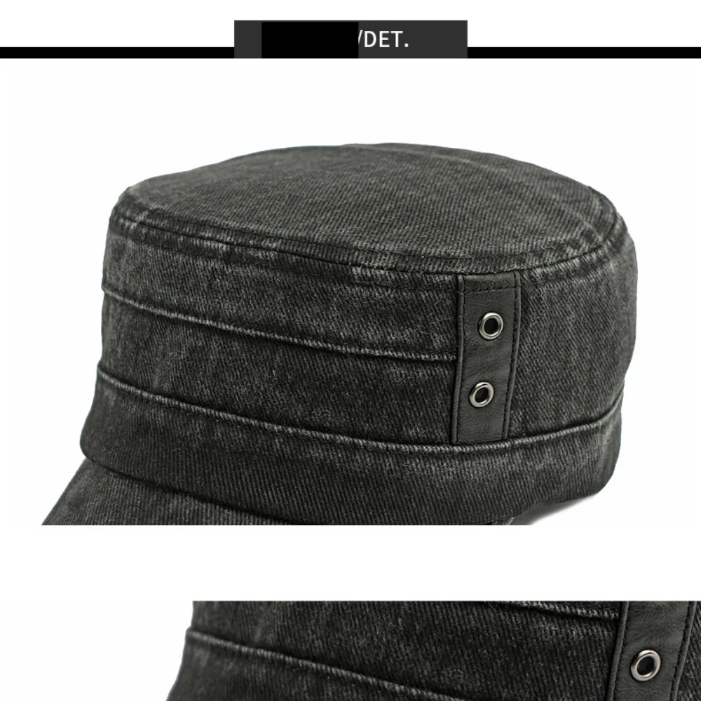 HT5083 Hochwertige Baseballkappe für Herren und Damen, neu, für alle Jahreszeiten, 100 % Baumwolle, Baseballmütze für Herren und Damen, verstellbare Militärkappe mit flachem Oberteil – Detail 4