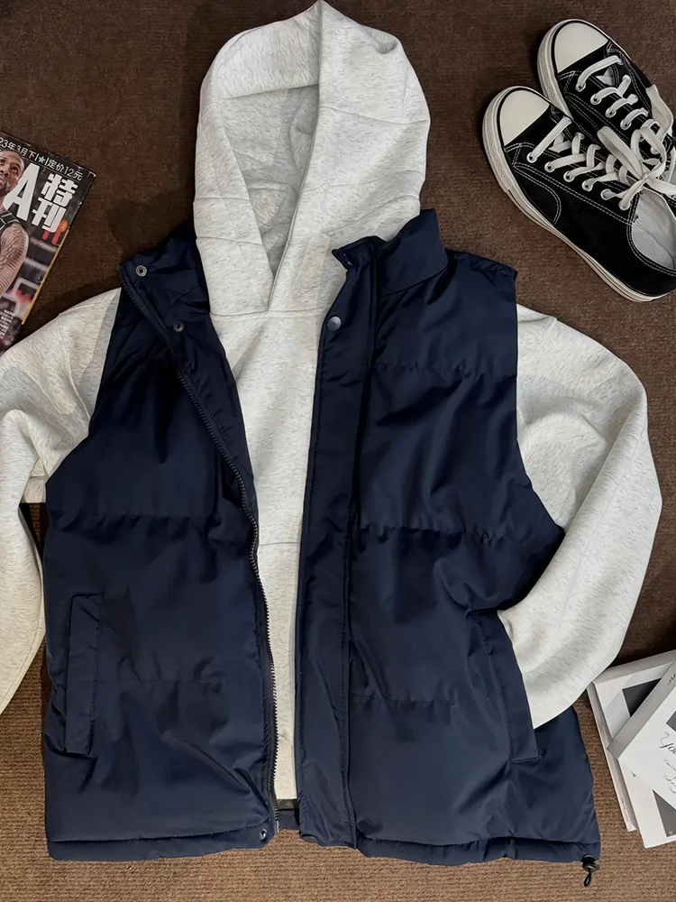 

Men's Thiened Warm down Vest American Sle Quilted Cotton Jaet Waterproof Breathable Spor Coat for Couples in Autumn W...