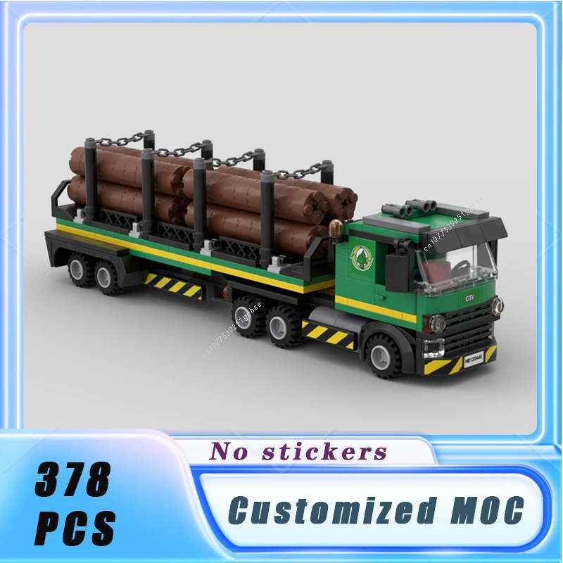 City Vehicle Cabover Truck & Logging Trailer Building Blocks Model Bricks Display Collection Children's Toys Gifts 378PCS