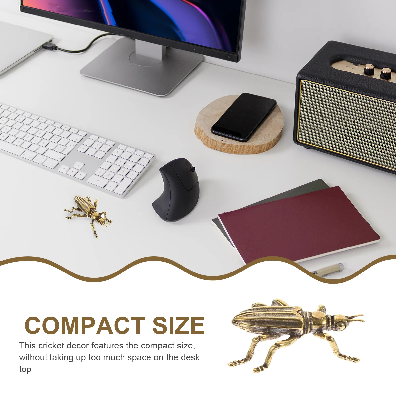 

2pcs Miniature Copper Cricket Figurines Smooth Surface Desktop Decor For Indoor Cabinet Retro Craft Statue Decoration