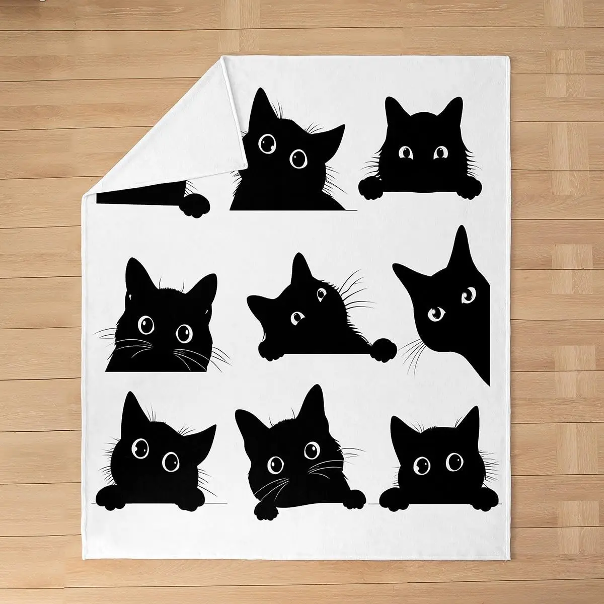 

Флисовое одеяло с изображением кота, детское фланелевое пушистое одеяло для домашних животных, дивана, дивана, 3D животных, всесезонное, милое котенок, черный, белый цвет, дышащий