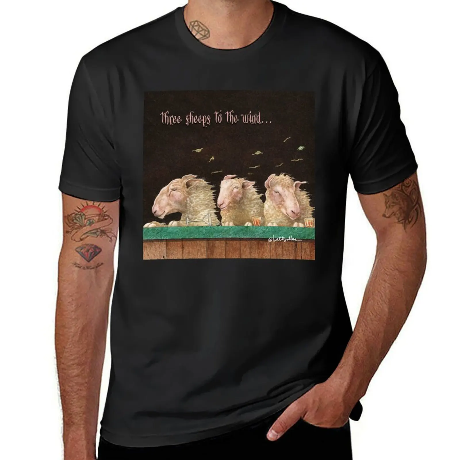 Will Bullas - three sheeps to the wind... T-Shirt hippie clothes sweat t shirts for men