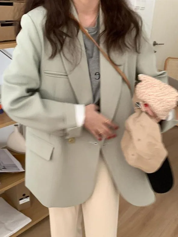 

Весна 2026: Новинка! Женский повседневный пиджак оверсайз свободного кроя в уличном стиле, модное пальто с длинными рукавами