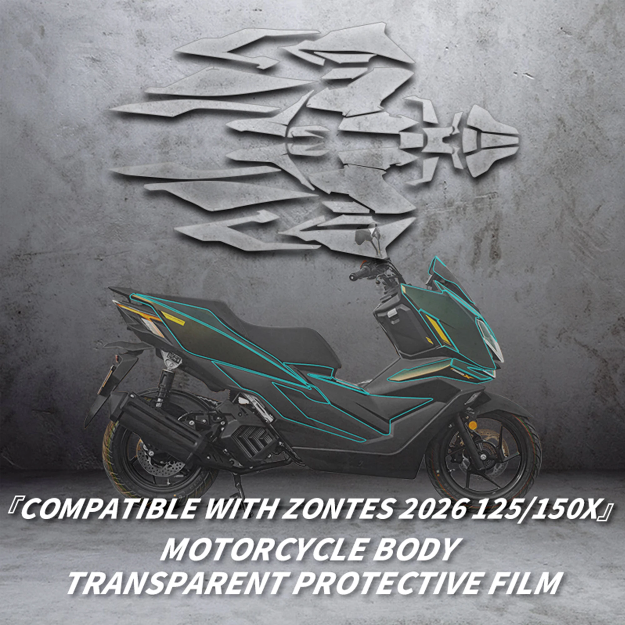 Compatible with 2026 ZONTES 125 150X Motorcycle Body TPU Invisible Car Wrap Film Self‑Repair Anti‑Scratch Decal Accessories