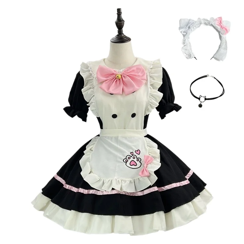 Nuevo lindo gato vestido de sirvienta Lolita disfraces Cosplay para gato niñas mujer camarera mucama fiesta escenario disfraz tamaño Anime vestido S-5XL