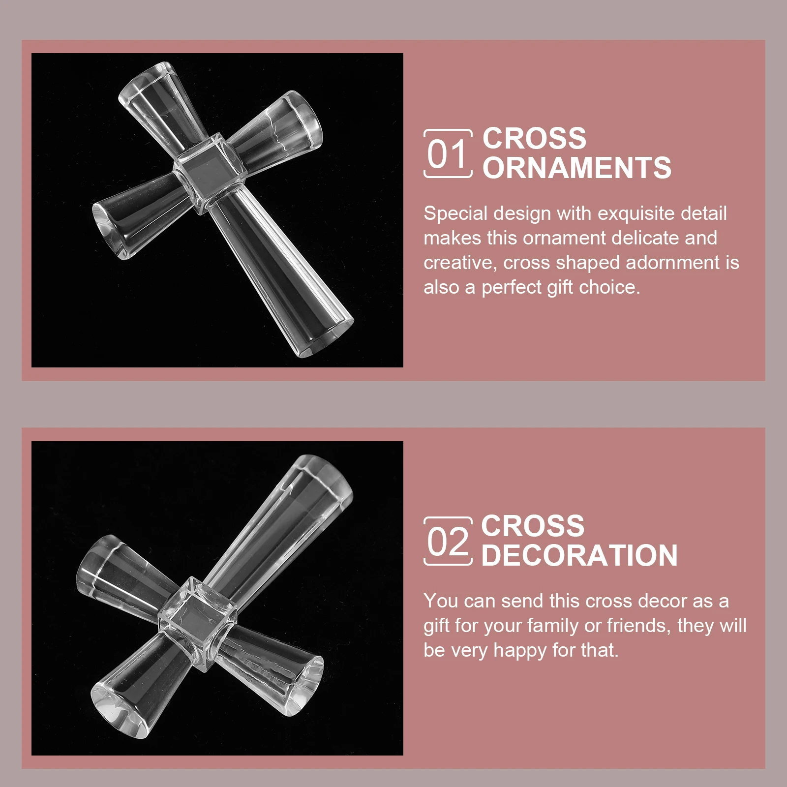 

Crystal Cross Figurine Religious nament White Crystal Craft Compact Size Home Decor Gift DIY Decoration Cross Shaped Adornment