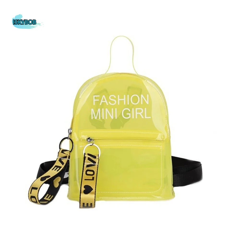 

Waterproof Transparent Mini Backpack Clear Letter Pattern Water-Sprinkling Festival PVC Bag Trendy Solid Color