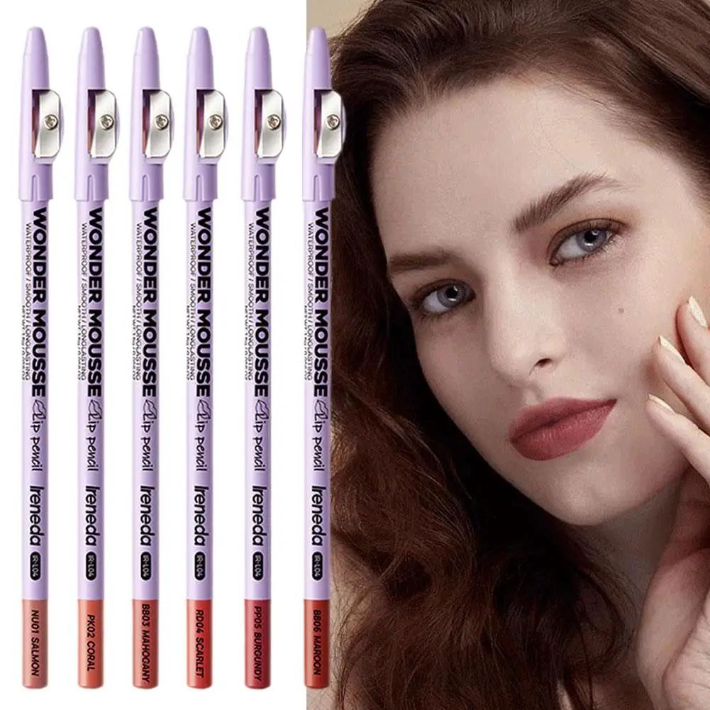 6Colors Lip Liner Matte Waterproof Professional Charming Tool Lipstick Lips Makeup Contour Moisturizing Cosmetic V0W4