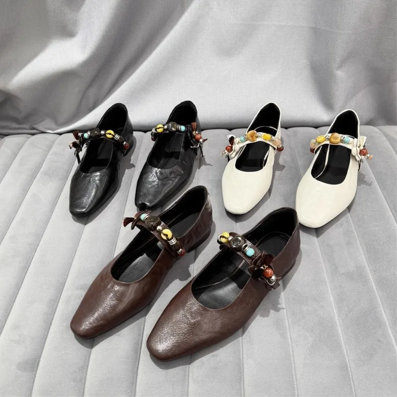 الشقق النساء أحذية خفيفة بدون كعب أحذية أنيقة الضحلة ماري جانس فستان الصنادل امرأة الصيف 2025 رياضة غير رسمية جديد Zapatillas De Mujer #5