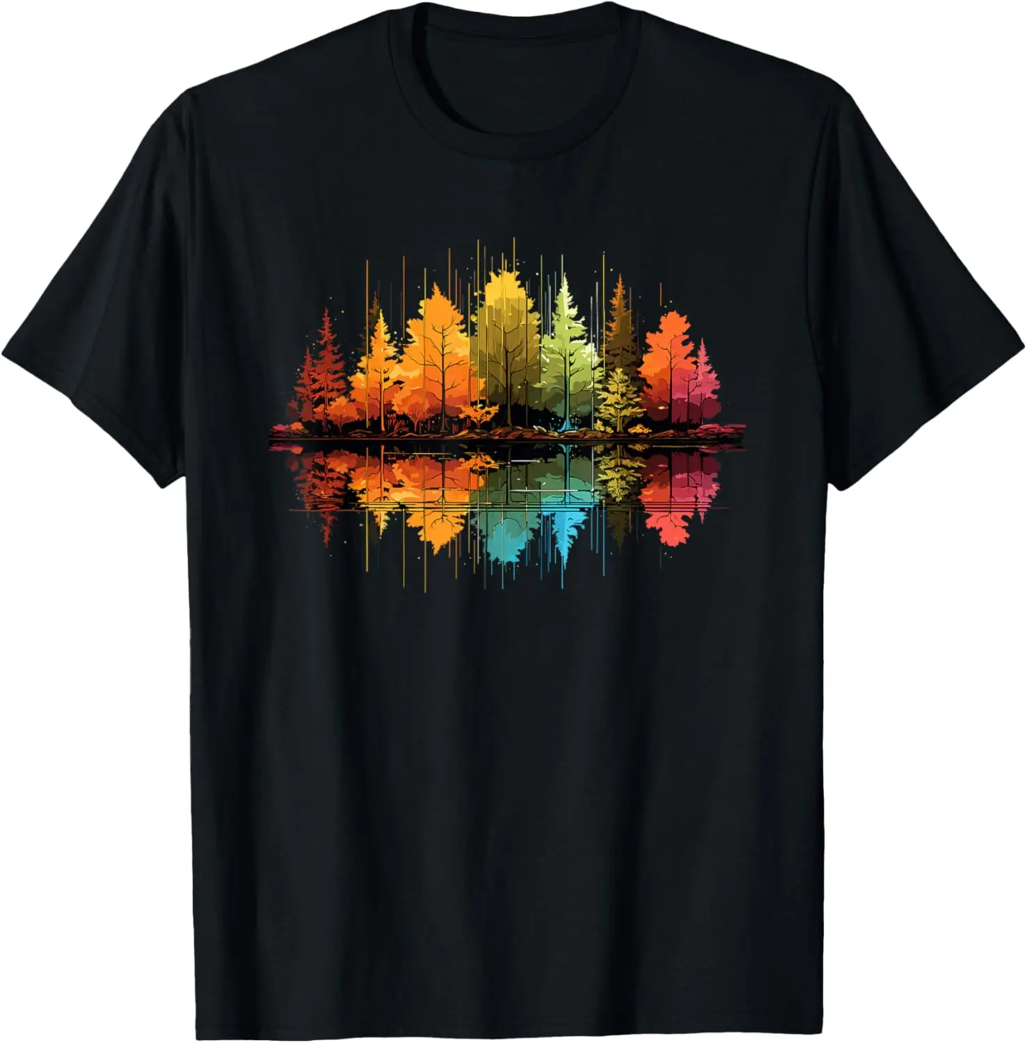 Nature Reflection Forest Trees Outdoor Wildlife T-Shirt Tee For Women Men 100% Cotton Trendy Y2K Short-Sleeve Tee – Soft, Quick-Drying, & Moisture-Wicking; Ideal for Sports or Casual Wear; Great Gift for Christmas or Halloween. Environmental.