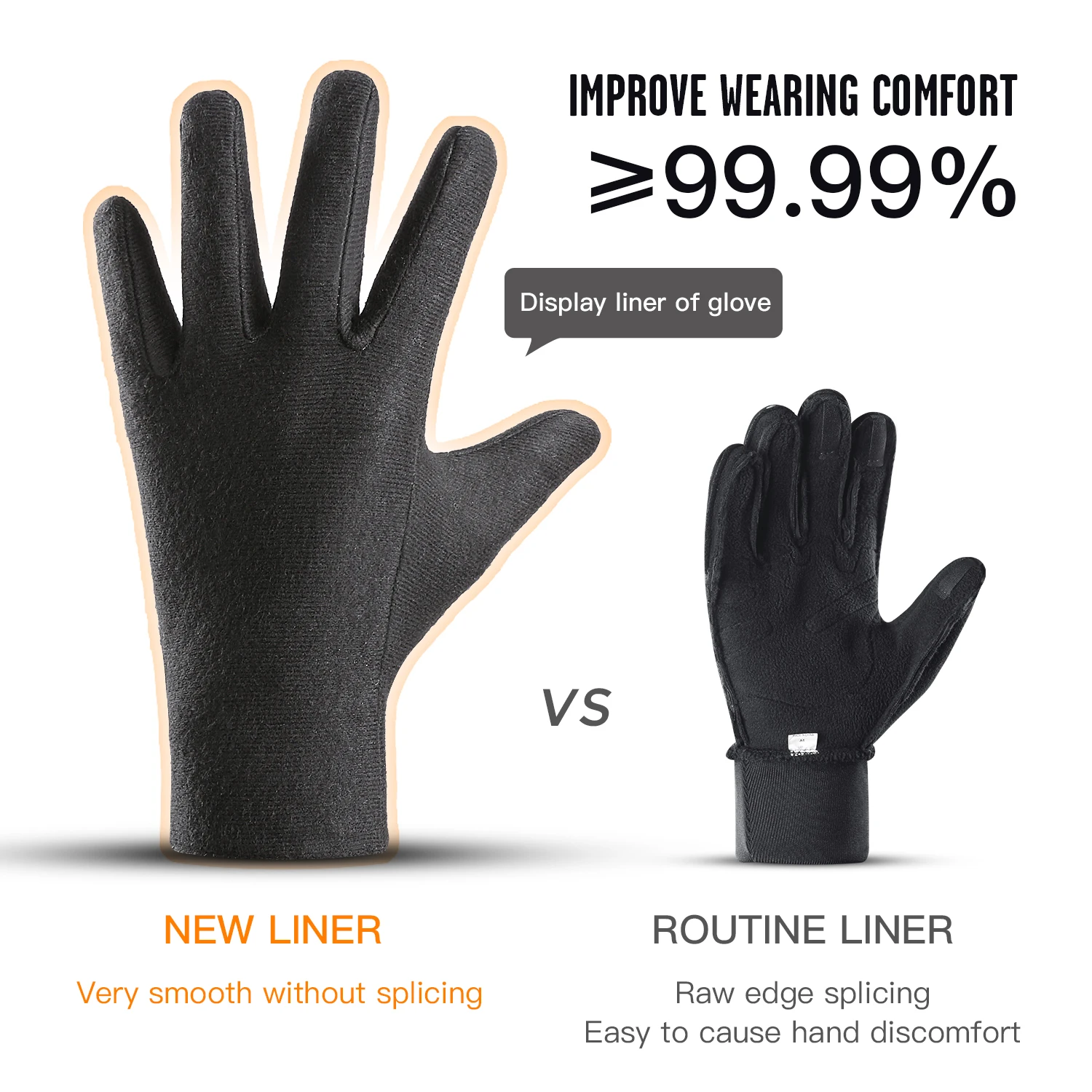 Black Winter Warm Full Fingers Waterproof Cycling Outdoor Sports Running Motorcycle Ski Touch Screen Fleece Gloves