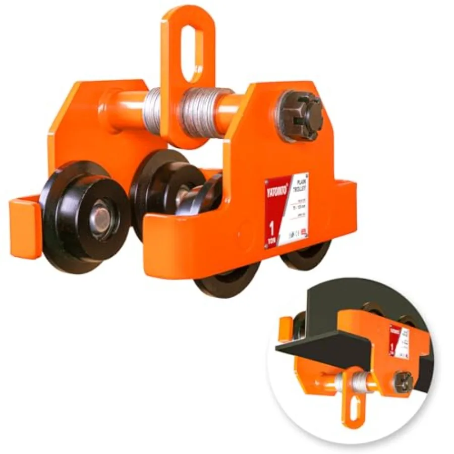 

YATOINTO 1T/2200LBS Двухколесная тележка для I-образных балок с регулировкой 3-5 дюймов, ручная тележка-подъемник с двойными роликовыми направляющими