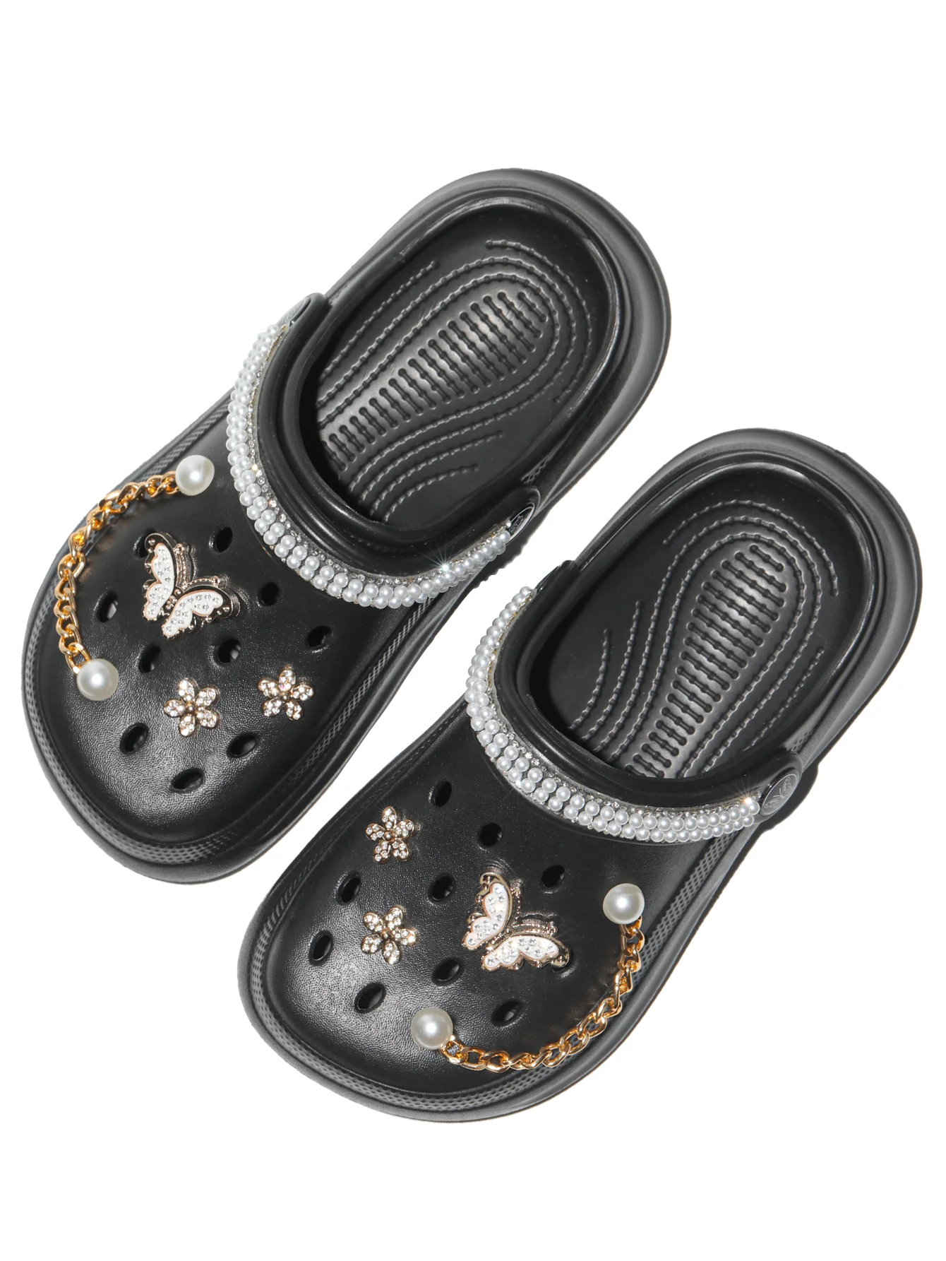 Kinder Slip-On Clogs und Pantoletten - Atmungsaktive, Wasserdichte EVA-Gartenschuhe mit Dekorativer Kette für Strand und Alltag 168 – Detail 12