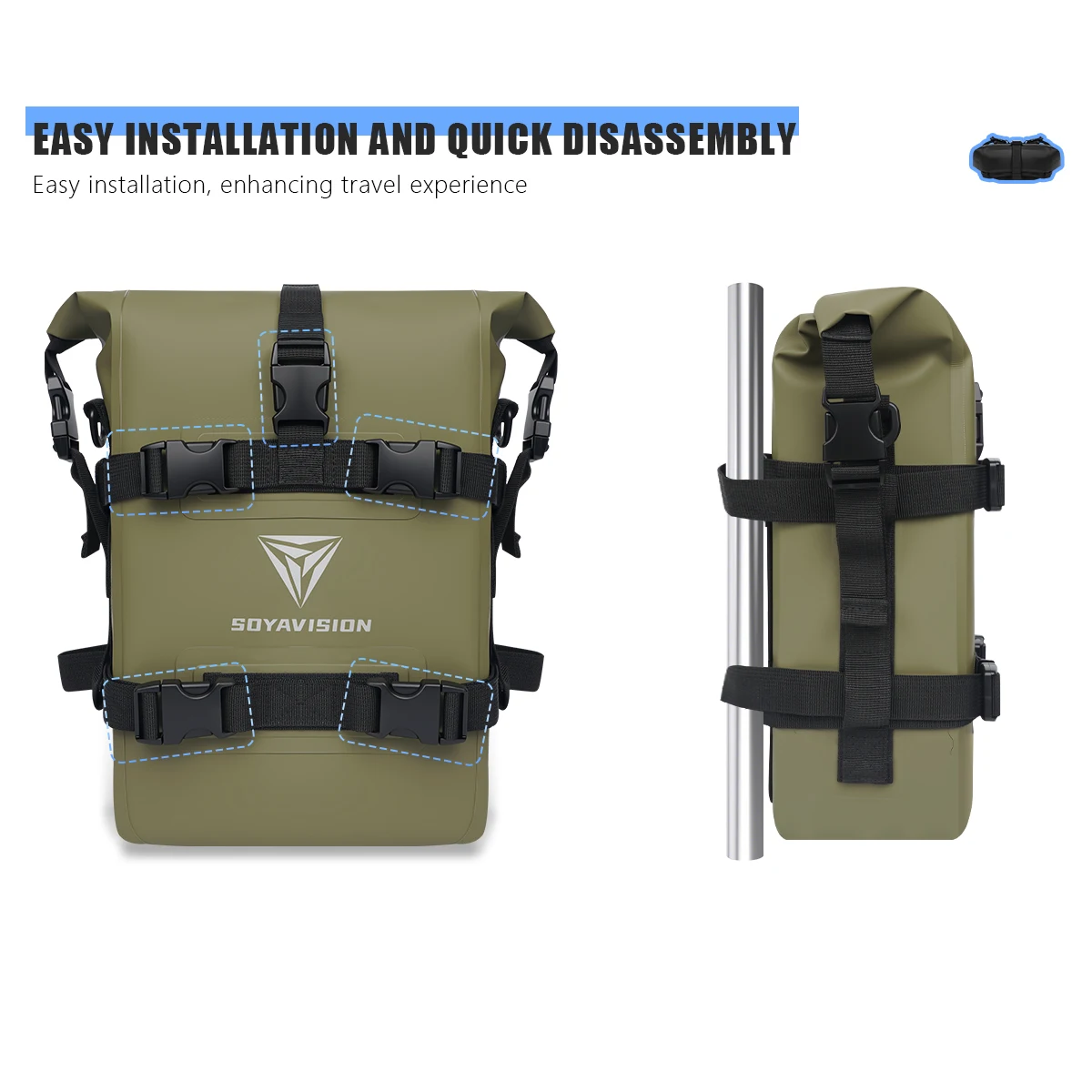 Green Black Motorcycle Bag 8L 10L 12L Crash Bars Bumper Bag Multifunctional Storage Tools Pack Riding Equipment Package