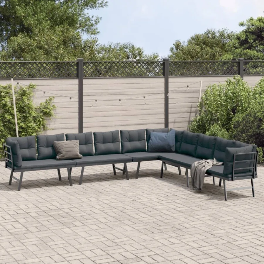 

Garden Bench Black Powdercoated steel Fabric 100 polyester
